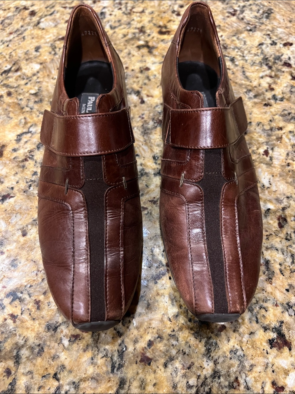 Paul Green Dark Brown Leather Slip-On Loafers with Contrast Panel